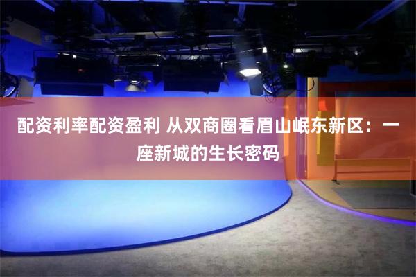 配资利率配资盈利 从双商圈看眉山岷东新区：一座新城的生长密码